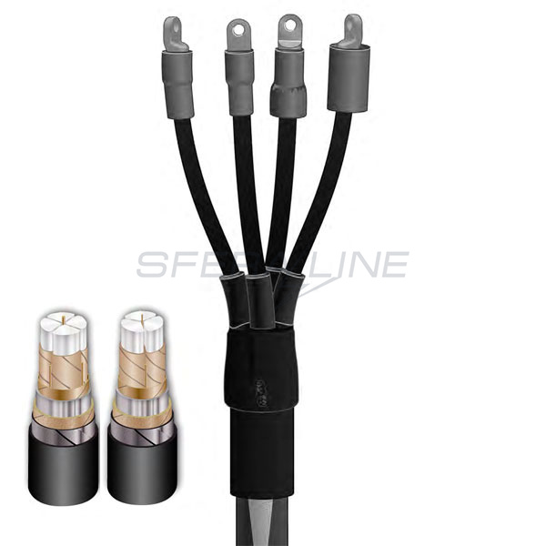 Кінцева термоусаджувальна муфта EUTHTPP 1 3x50-120 CM з наконечниками, для трижильних кабелів, Sicame